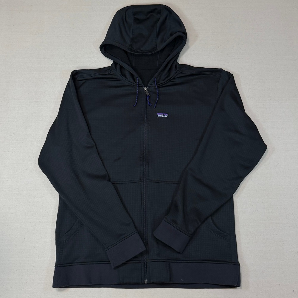 Patagonia Techface? Hoodie Polartec Grid Fleece Full Zip Black Mens 2XL